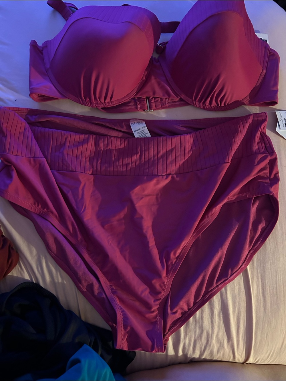 Women's Magenta Push-Up Bikini Top and High-Waist Bottoms